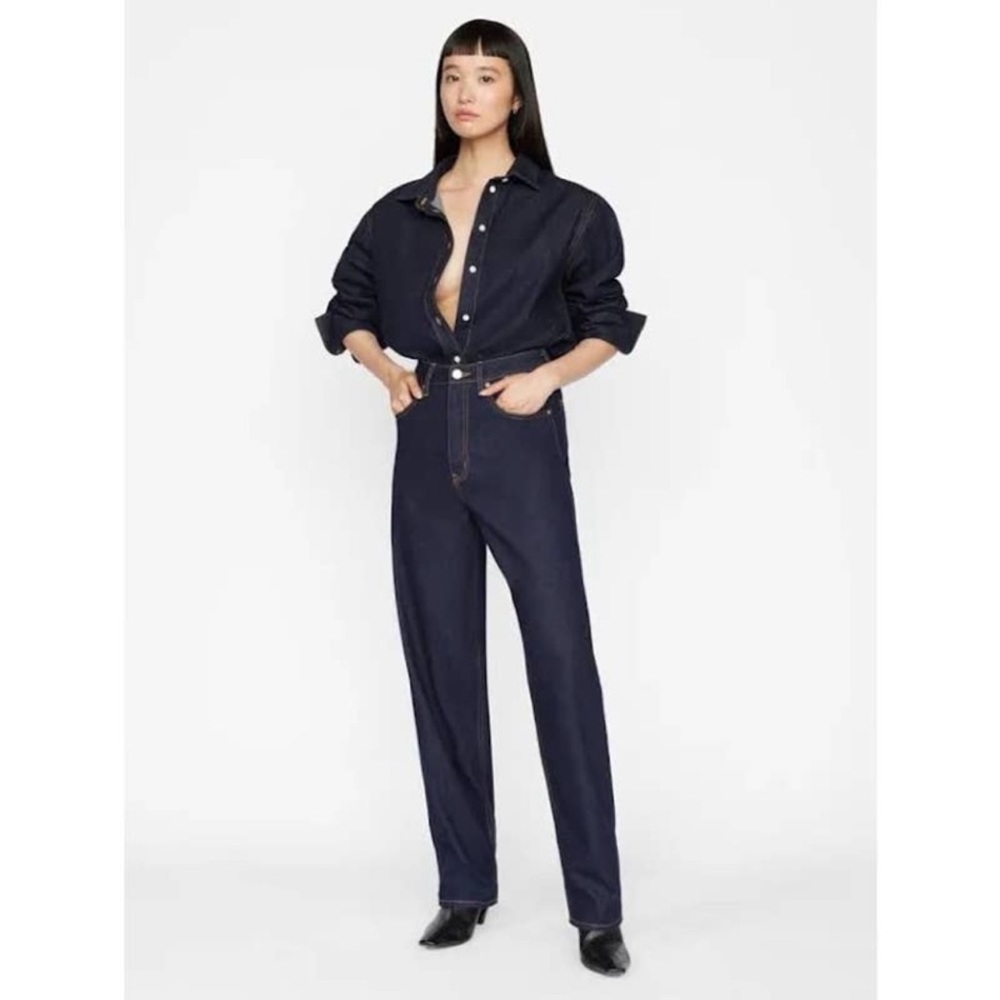 frame cashmere denim oversized shirt